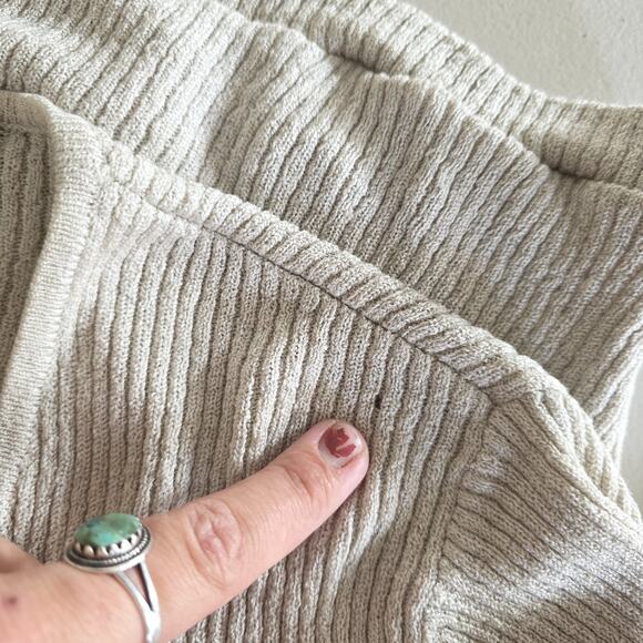 Vintage Express Cropped Ribbed Cardigan Women XS Button Up Gray Cream Preppy Y2K - Picture 6 of 9